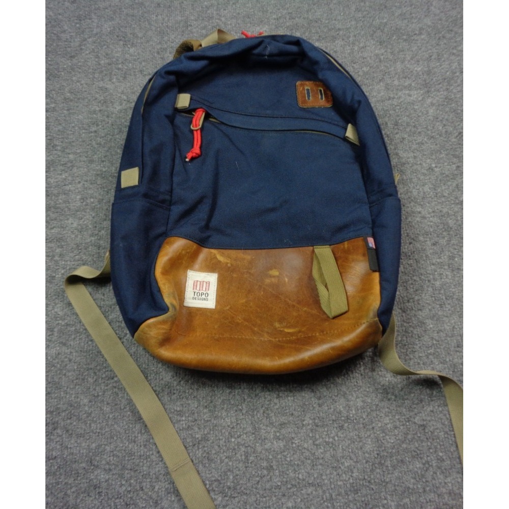 Topo Designs Daypack Blue Backpack Leather Base 21.6L